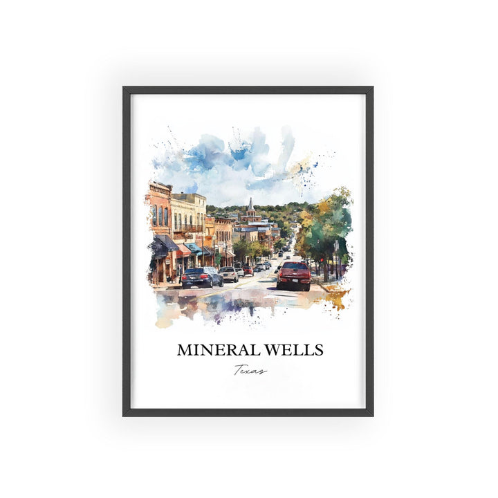 Mineral Wells TX Wall Art, Palo Pinto County Print, Texas Watercolor Art, Mineral Wells Gift, Travel Print, Travel Poster, Housewarming Gift