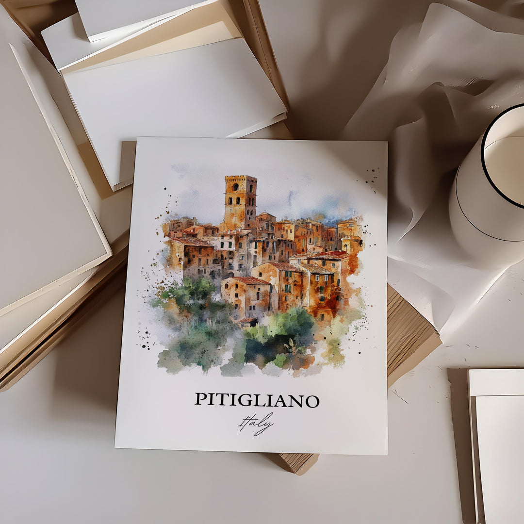 Pitigliano Wall Art, Grosseto Province Print, Italy Watercolor Art, Pitigliano Italy Gift, Travel Print, Travel Poster, Housewarming Gift