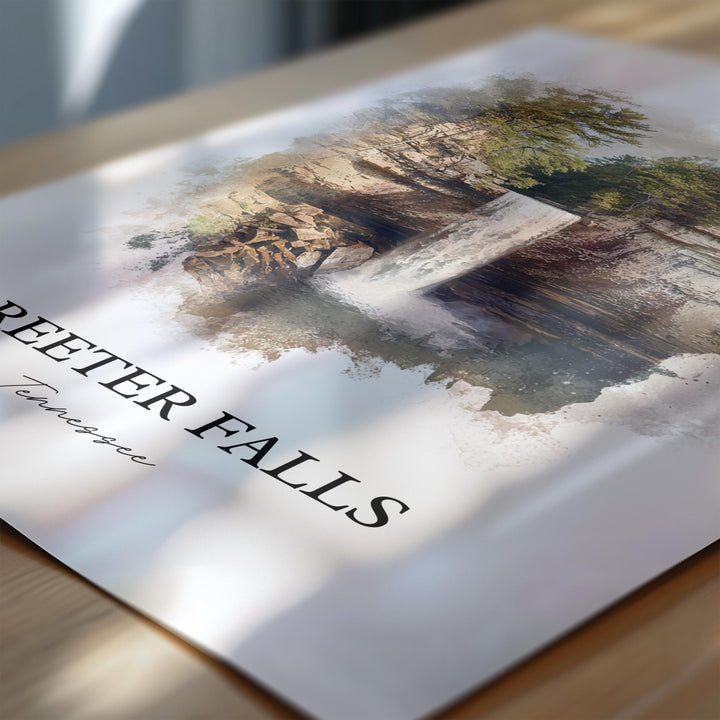Greeter Falls Wall Art, Grundy County Print, Tennessee Watercolor Art, Greeter Falls TN Gift, Travel Print, Travel Poster, Housewarming Gift