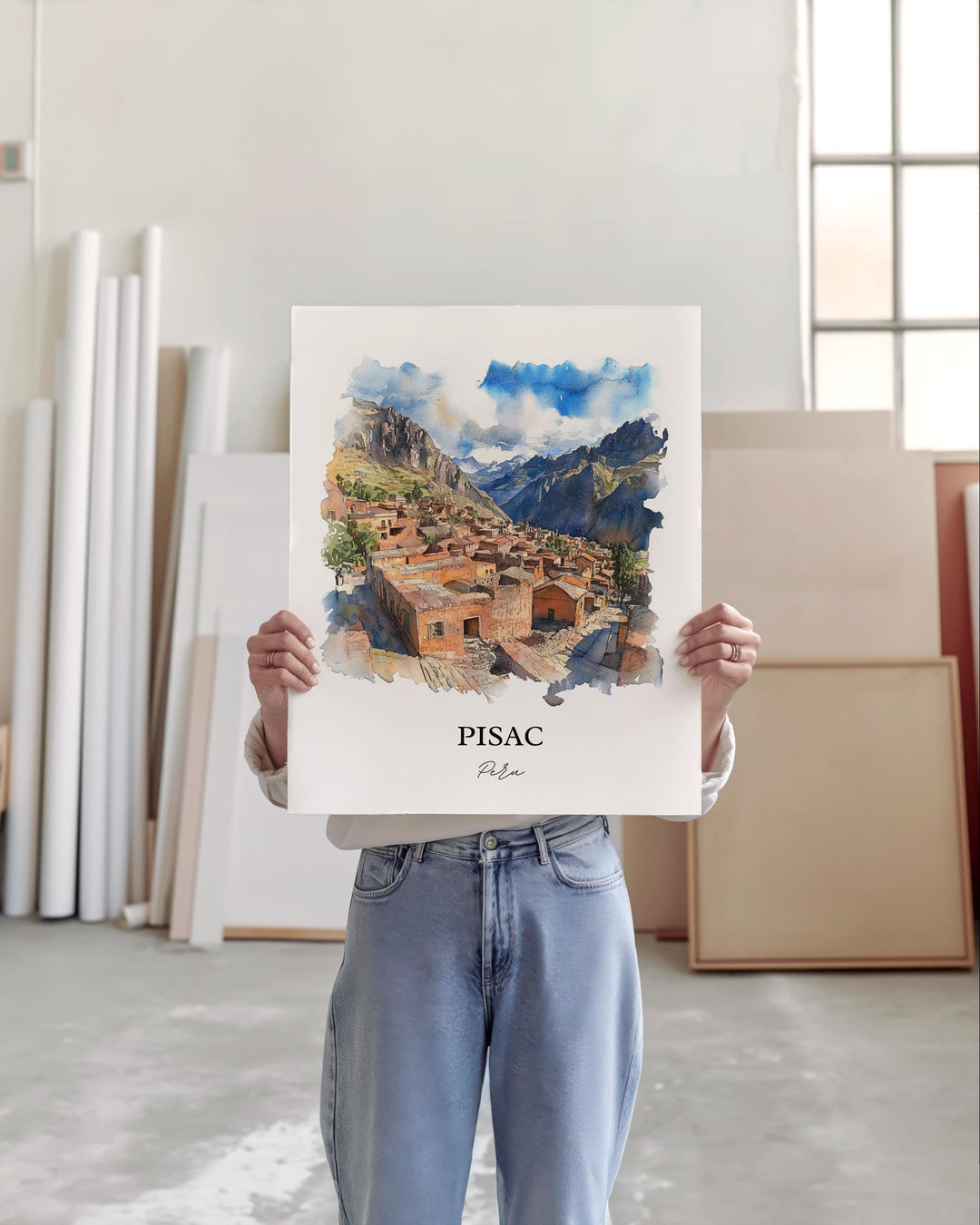 Pisac Peru Wall Art, Sacred Valley Peru Print, Peru Watercolor Art, Pisac Peru Gift, Travel Print, Travel Poster, Housewarming Gift