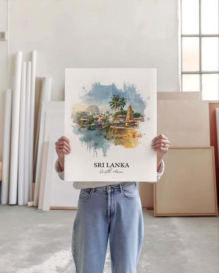 Sri Lanka Wall Art, Sri Lanka Print, Sri Lanka Watercolor Art, Sri Lanka Gift, Travel Print, Travel Poster, Housewarming Gift