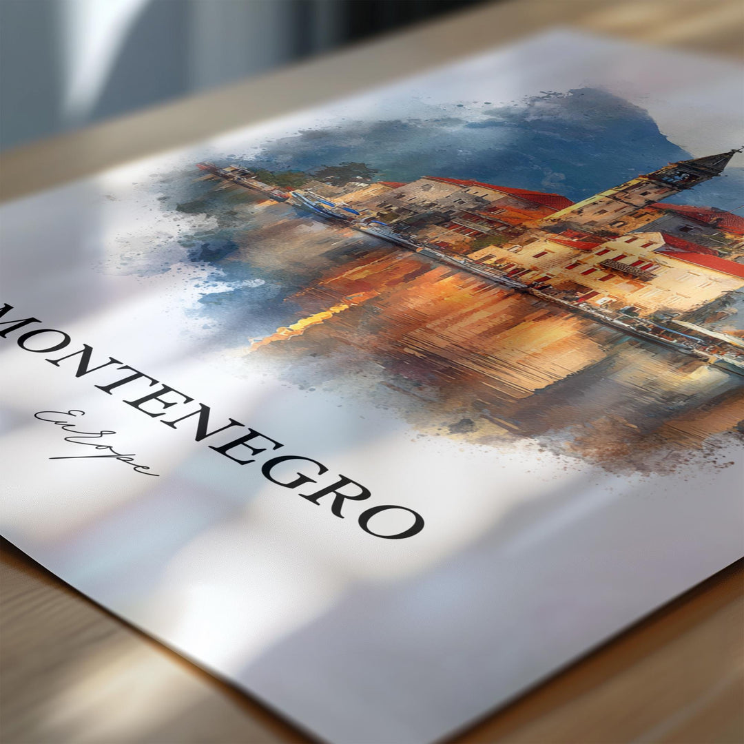 Montenegro Wall Art, Montenegro Print, Montenegro Watercolor Art, Montenegro Europe Gift, Travel Print, Travel Poster, Housewarming Gift