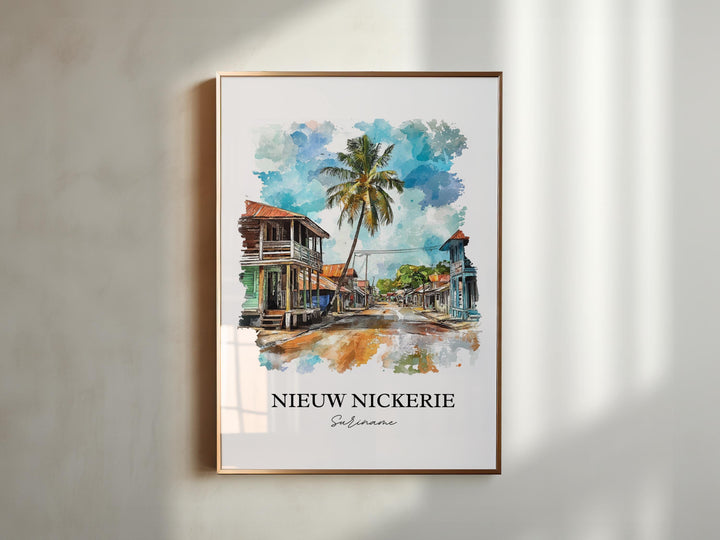 Nieuw Nickerie Wall Art, Suriname Print, Suriname Watercolor Art, Nieuw Nickerie Gift, Travel Print, Travel Poster, Housewarming Gift