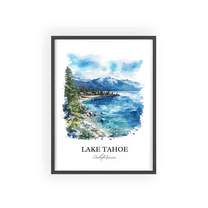 Lake Tahoe Wall Art, Tahoe Print, California Watercolor Art, Lake Tahoe Gift, Travel Print, Travel Poster, Lake Tahoe Housewarming Gift