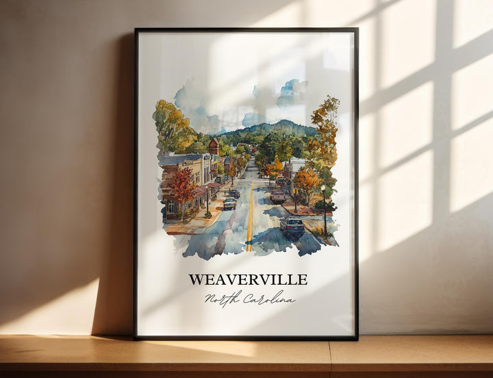 Weaverville NC Wall Art, Buncombe County Print, North Carolina Artwork, Weaverville Gift, Travel Print, Travel Poster, Housewarming Gift