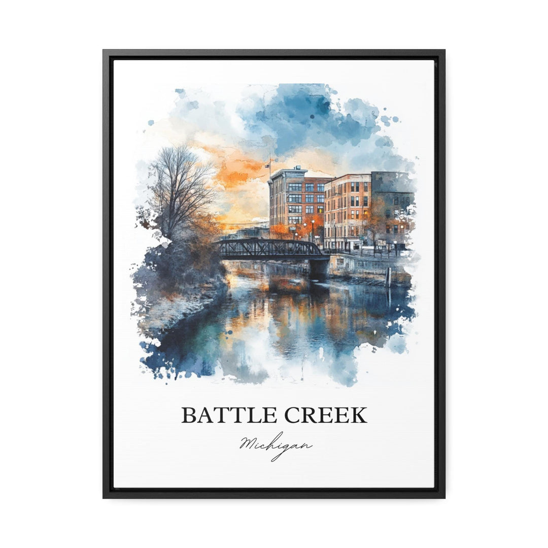 Battle Creek MI Wall Art, Calhoun County Print, Michigan Watercolor, Battle Creek MI Gift, Travel Print, Travel Poster, Housewarming Gift