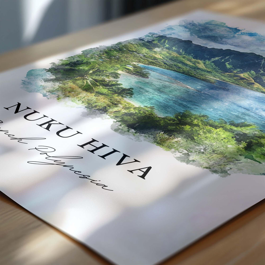 Nuku Hiva Wall Art, Nuku Hiva Print, Nuku Hiva Watercolor Art, French Polynesia Gift, Travel Print, Travel Poster, Housewarming Gift