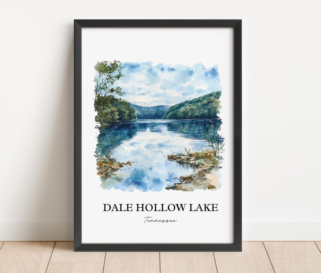 Dale Hollow Lake Wall Art, Celina TN Print, Tennessee Watercolor Art, Dale Hollow Lake Gift, Travel Print, Travel Poster, Housewarming Gift
