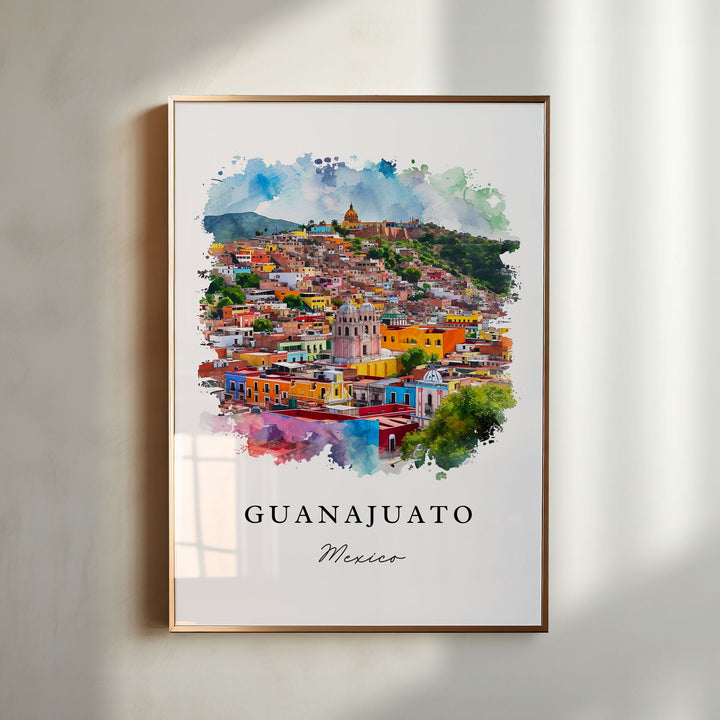 Guanajuato traditional travel art version 2- Mexico, Guanajuato print, Wedding gift, Birthday present, Custom Text, Perfect Gift