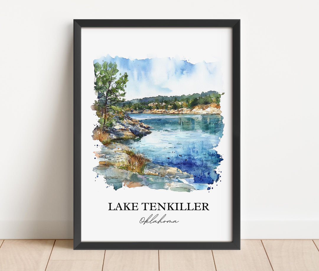 Lake Tenkiller Wall Art, Tenkiller Ferry Lake Print, Oklahoma Artwork, Lake Tenkiller Gift, Travel Print, Travel Poster, Housewarming Gift