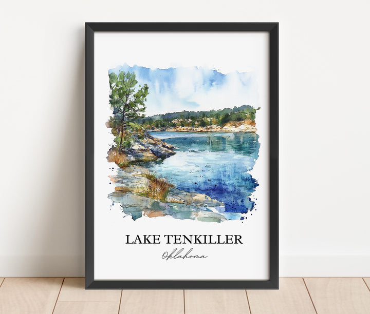 Lake Tenkiller Wall Art, Tenkiller Ferry Lake Print, Oklahoma Artwork, Lake Tenkiller Gift, Travel Print, Travel Poster, Housewarming Gift