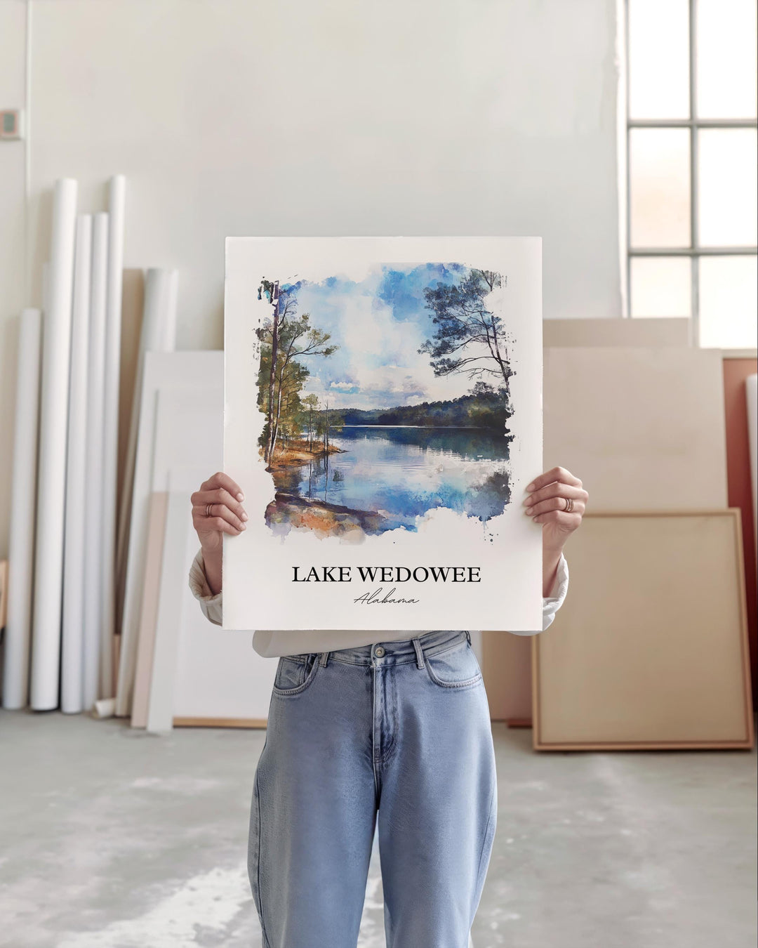 Lake Wedowee Wall Art, Randolph County AL Print, Alabama Watercolor Art, Lake Wedowee Gift, Travel Print, Travel Poster, Housewarming Gift