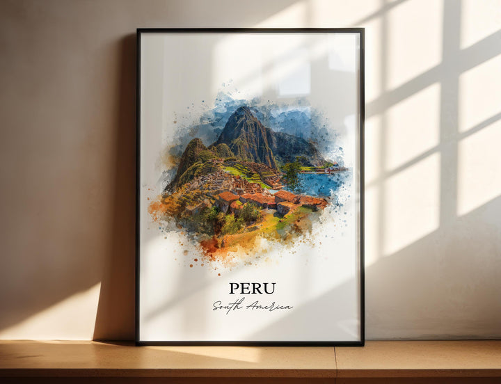 Peru Wall Art, Peru Print, Peru Watercolor Art, Peru Country Gift, Travel Print, Travel Poster, Housewarming Gift