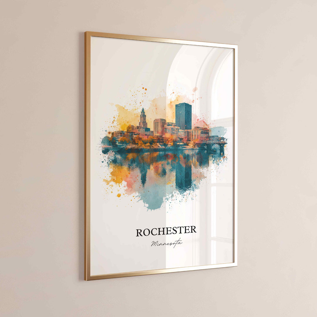 Rochester, Minnesota Wall Art, Rochester Print, Minnesota Watercolor Art, Rochester Minnesota Gift, Travel Print, Travel Poster, Housewarming Gift