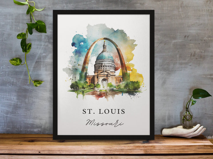 St. Louis traditional travel art - Missouri, Saint Louis poster, Wedding gift, Birthday present, Custom Text, Personalised Gift