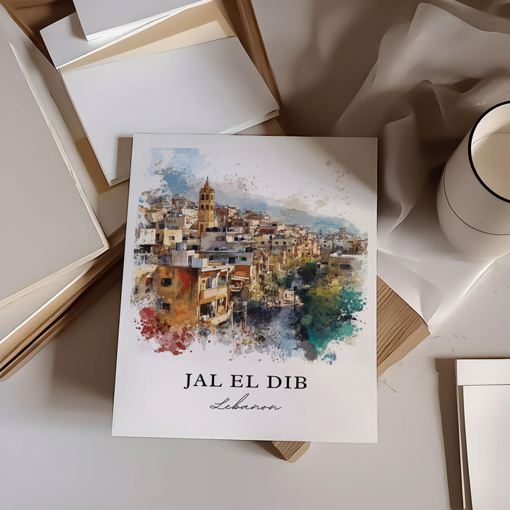 Jal El Dib Wall Art, Beirut Lebanon Print, Jal El Dib Watercolor Art, Lebanon Gift, Travel Print, Travel Poster, Housewarming Gift