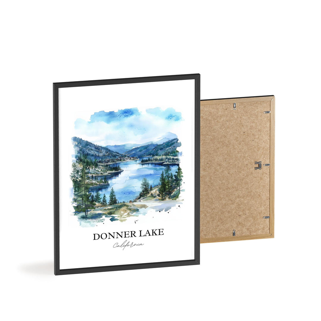 Donner Lake Wall Art, Donner Lake Print, California Watercolor Art, Donner Lake Gift, Travel Print, Travel Poster, Housewarming Gift