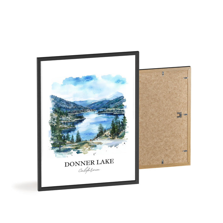 Donner Lake Wall Art, Donner Lake Print, California Watercolor Art, Donner Lake Gift, Travel Print, Travel Poster, Housewarming Gift