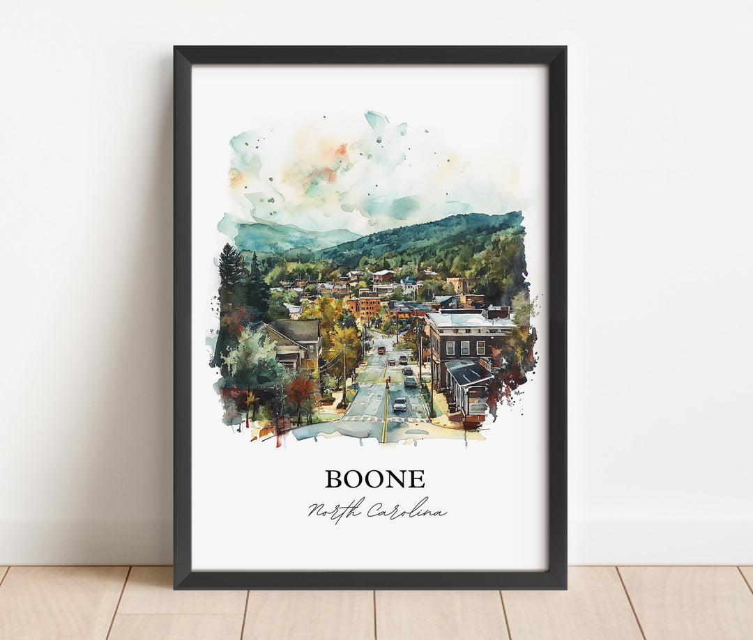 Boone NC Wall Art, Watauga County Print, North Carolina Watercolor Art, Boone NC Gift, Travel Print, Travel Poster, Housewarming Gift