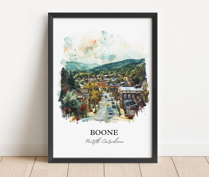 Boone NC Wall Art, Watauga County Print, North Carolina Watercolor Art, Boone NC Gift, Travel Print, Travel Poster, Housewarming Gift