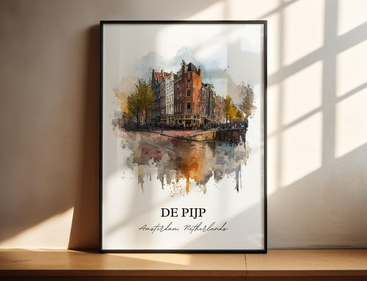 De Pijp Wall Art, Amsterdam Print, Amsterdam Watercolor Art, Amsterdam NLD Gift, Netherlands Travel Print, Travel Poster, Housewarming Gift