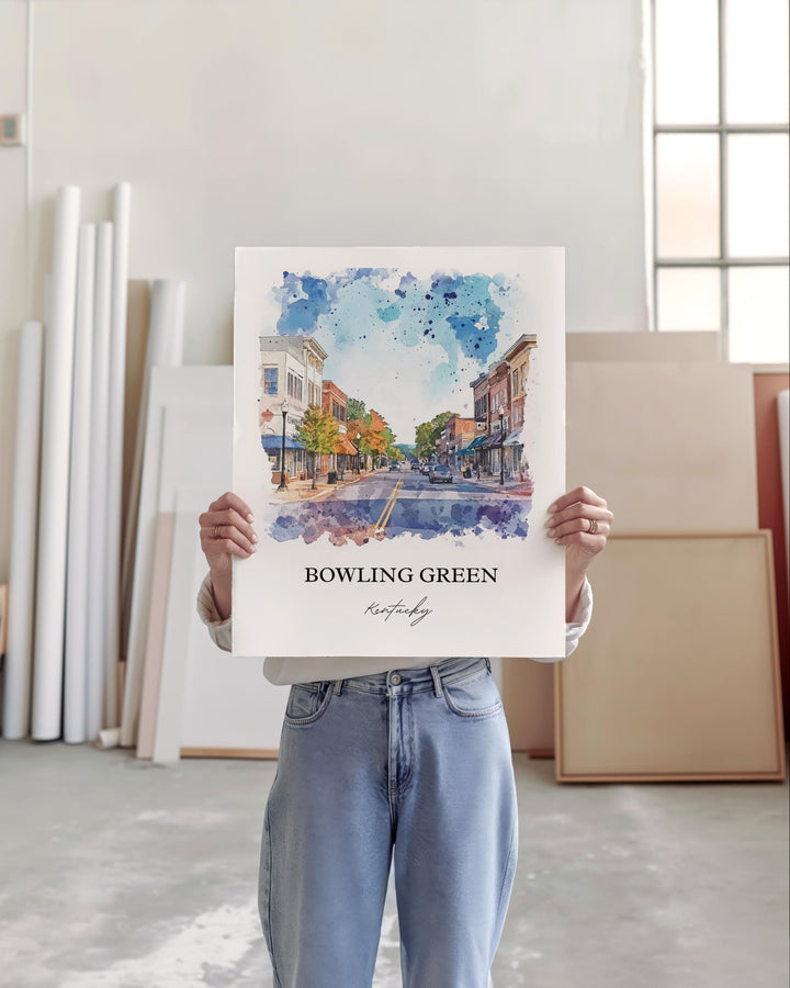 Bowling Green Wall Art, Bowling Green KY Print, Warren County Artwork, Bowling Green KY Gift, Travel Print, Travel Poster, Housewarming Gift