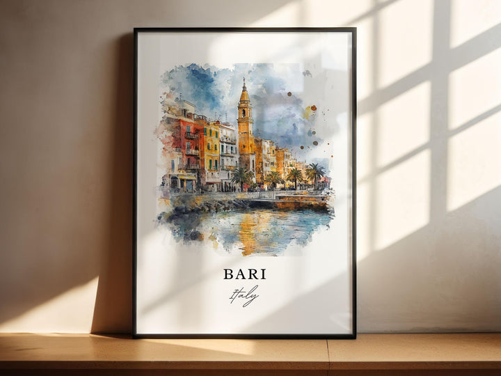 Bari Wall Art - Italy Watercolor Print