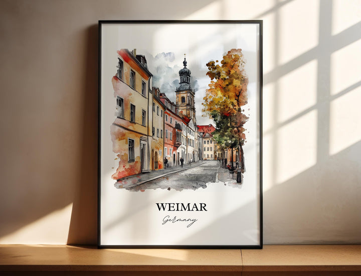 Weimar Germany Wall Art, Weimar Print, Germany Watercolor Art, Thuringia Gift, Travel Print, Travel Poster, Housewarming Gift