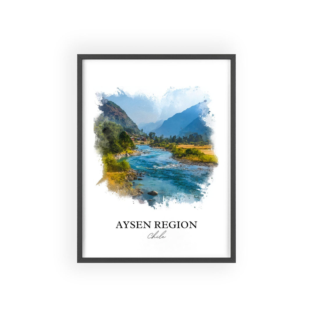 Aysen Region Wall Art, Aysen Region Print, Chile Watercolor Art, Chile Gift, Chile Travel Print, Travel Poster, Housewarming Gift