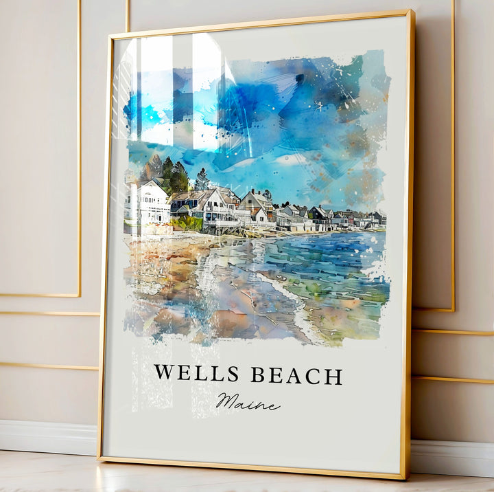 Wells Beach Maine Art, Wells Beach Print, Maine Wall Art, Maine Beach Gift, Travel Print, Travel Poster, Travel Gift, Housewarming Gift