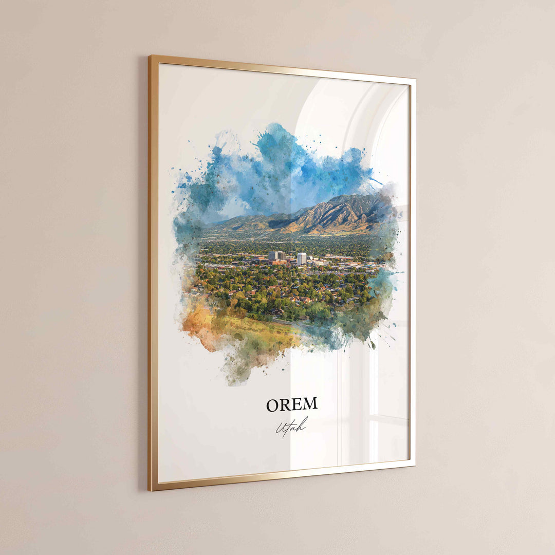 Orem Utah Wall Art, Orem Print, Orem Utah Watercolor Art, Provo Utah Gift, Travel Print, Travel Poster, Housewarming Gift