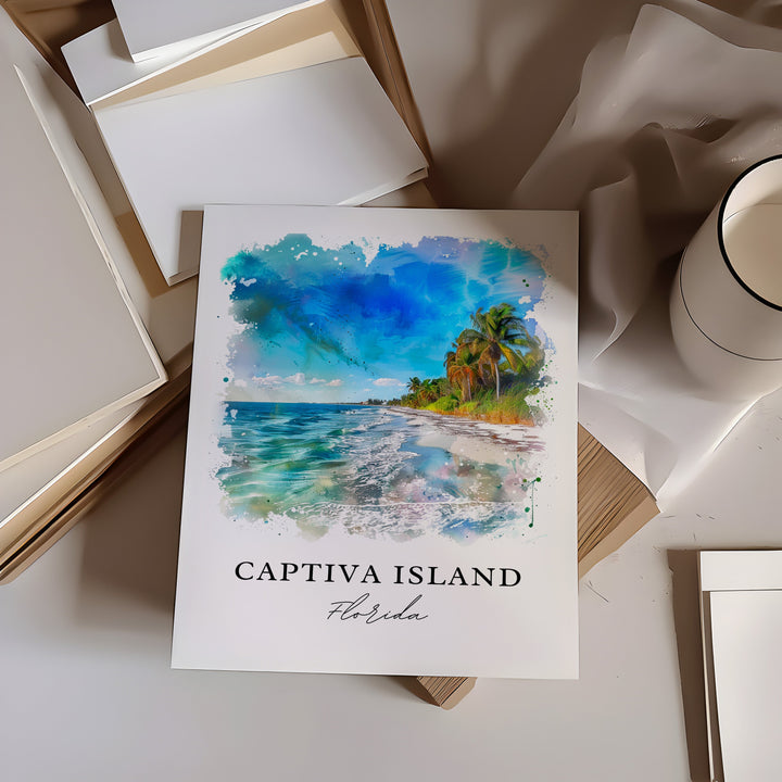 Captiva Island Wall Art, Captiva Island Print, Captiva FL Watercolor, Fort Myers FL Gift,