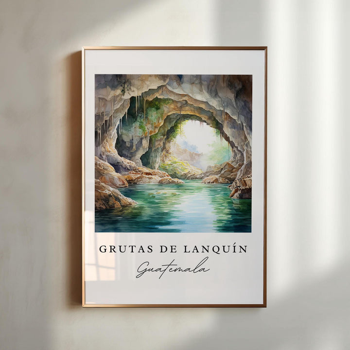 Grutas de Lanquín art - Guatemala, Grutas de Lanquín poster, Guatemala Wedding gift, Birthday present, Personalized Gift