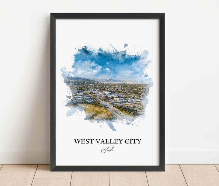 West Valley City, Utah Wall Art, Utah Print, Salt Lake City Watercolor Art, West Valley City Gift, Travel Print, Travel Poster, Housewarming Gift