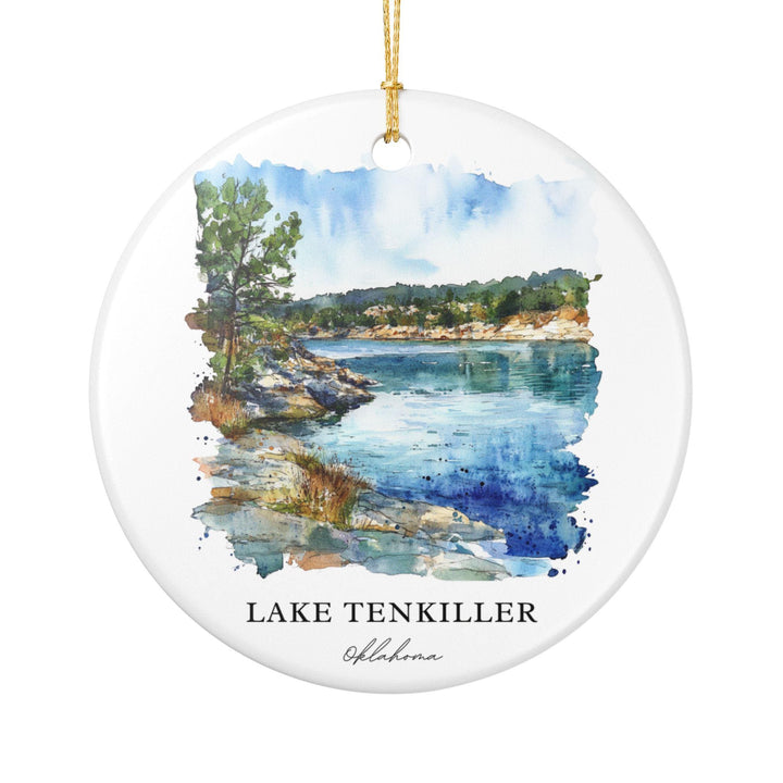 Lake Tenkiller Ornament: Unique Lake Tenkiller Souvenir, Oklahoma Xmas Decor, and Authentic Oklahoma Gift