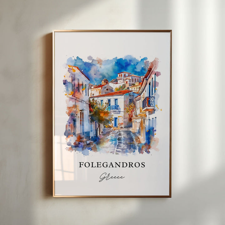 Folegandros Greece Art, Folegandros Print, Folegandros Watercolor, Folegandros Gift,