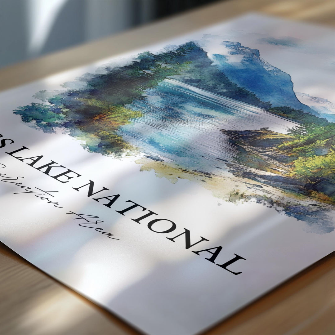 Ross Lake WA Wall Art, North Cascade Print, Washington State Watercolor Art, Ross Lake Gift, Travel Print, Travel Poster, Housewarming Gift