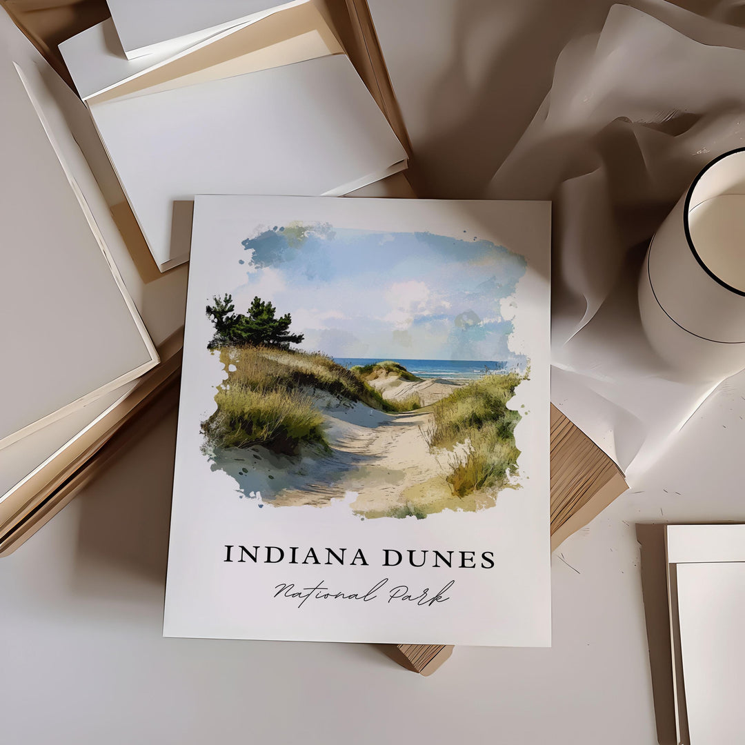 Indiana Dunes Wall Art, Indiana Dunes Print, Indiana Dunes Watercolor, Chesterton IN Gift,