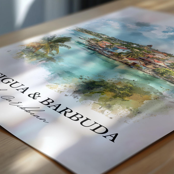 Antigua & Barbuda Wall Art, Caribbean Print, Caribbean Artwork, Antigua Barbuda Gift, Travel Print, Travel Poster, Housewarming Gift