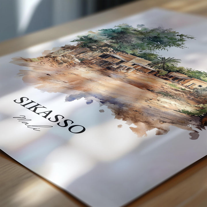 Sikasso Mali Wall Art, Mali Africa Print, Mali Watercolor Art, Sikasso Mali Gift, Travel Print, Travel Poster, Housewarming Gift