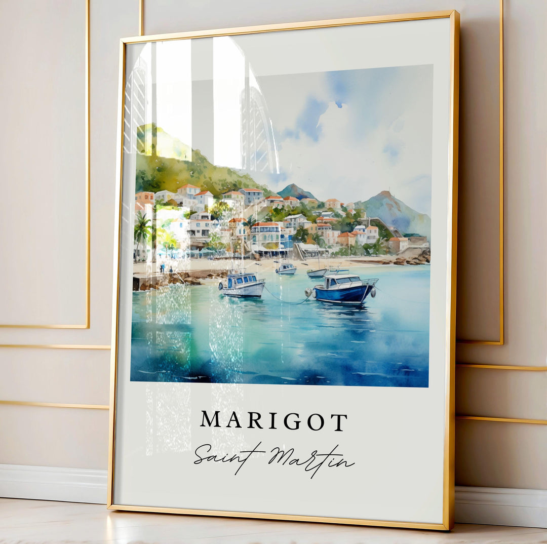 Marigot St Martin wall art - Saint Martin, Marigot poster, Marigot Bay Wedding gift, Birthday present, Custom Text, Personalized Gift