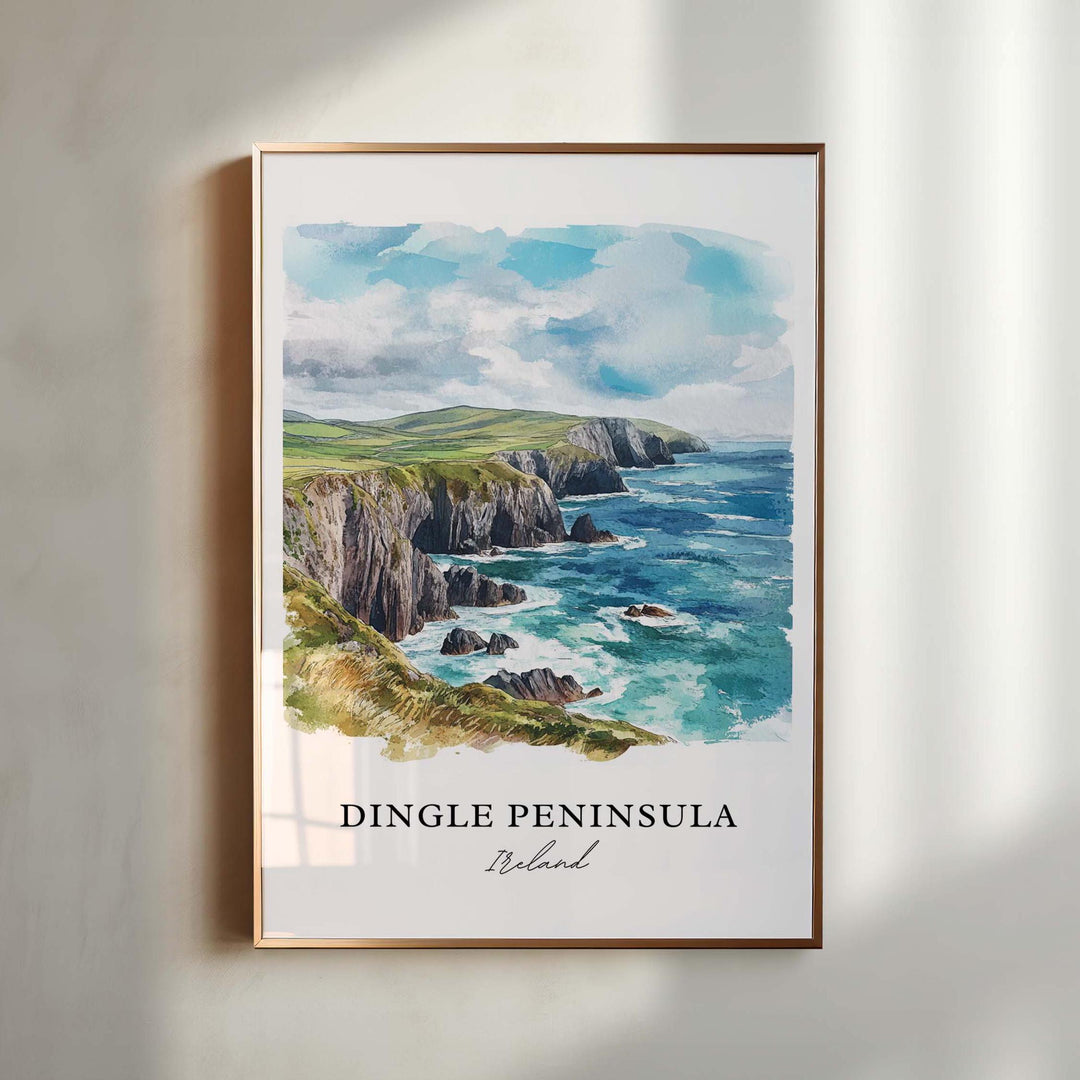 Dingle Peninsula Wall Art, Dingle Ireland Print, Dingle Watercolor Art, Dingle Ireland Gift,