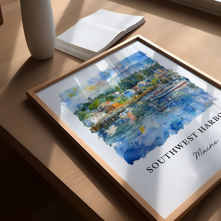 Southwest Harbor Maine Art, SW Harbor ME Print, Mount Desert Island, Hancock County ME Gift,