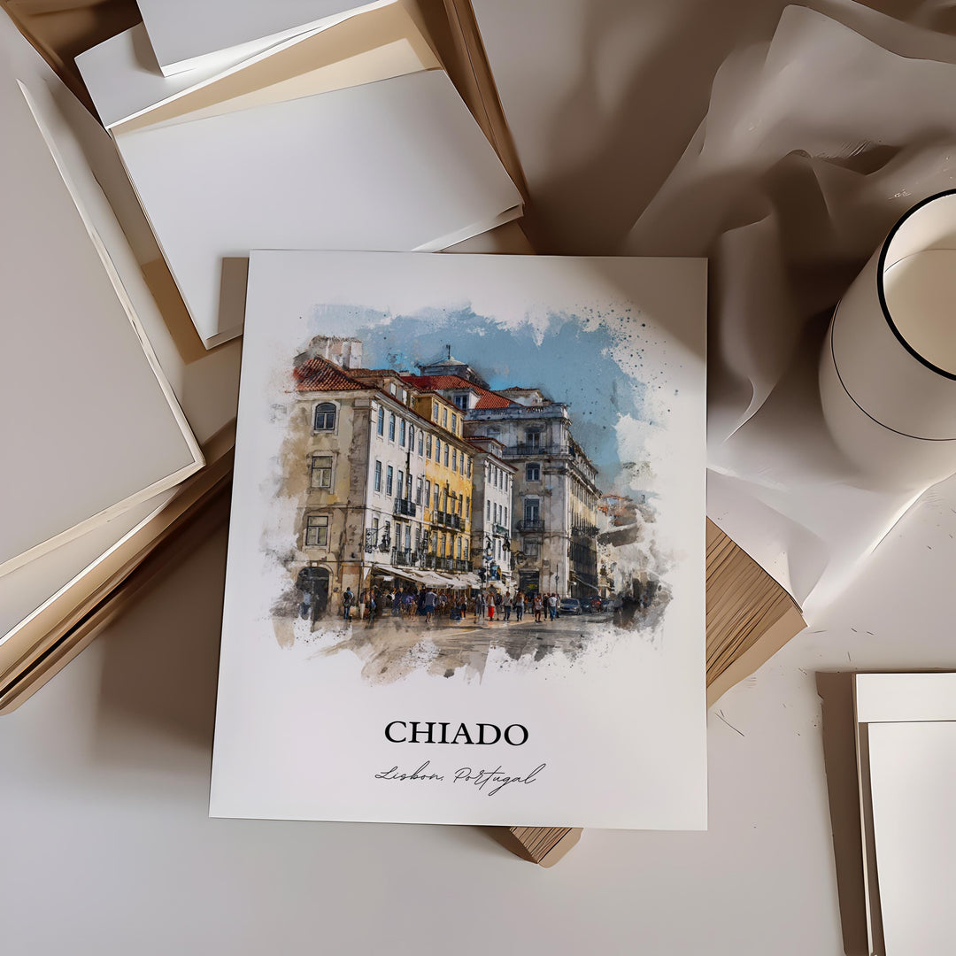 Chiado, Portugal – Watercolor Art Print