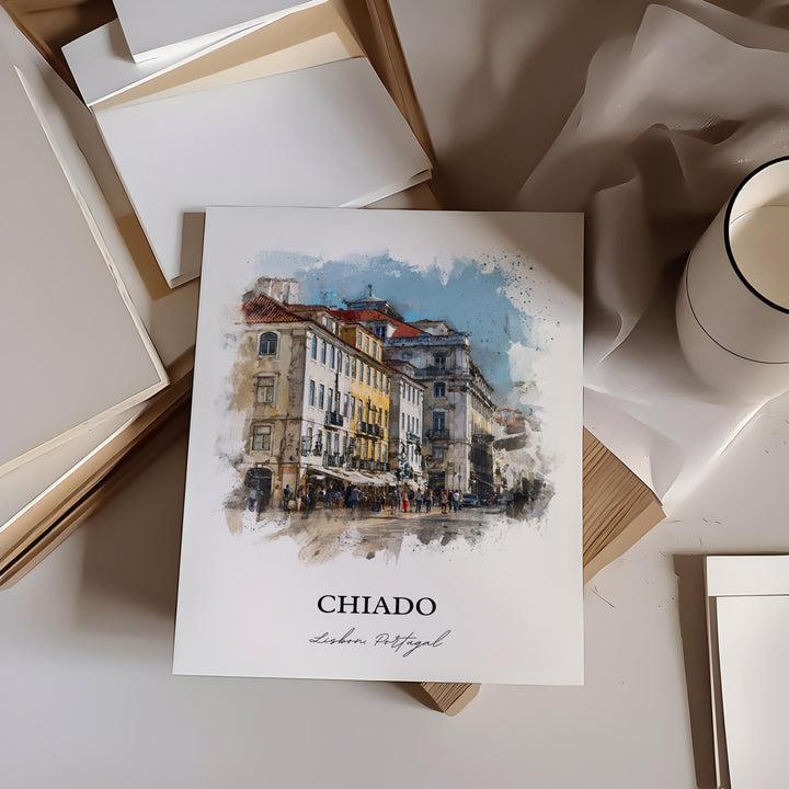 Chiado, Portugal – Watercolor Art Print