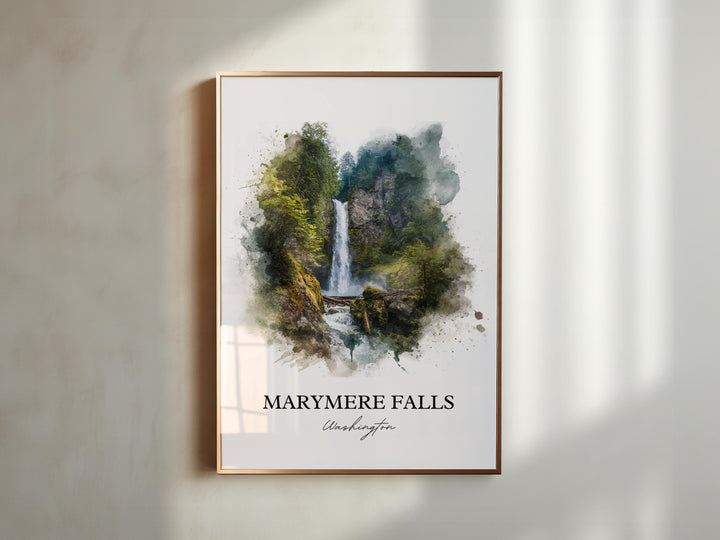 Marymere Falls Art, Lake Crescent Print, Olympic National Park Artwork, Marymere Falls Gift, Travel Print, Travel Poster, Housewarming Gift