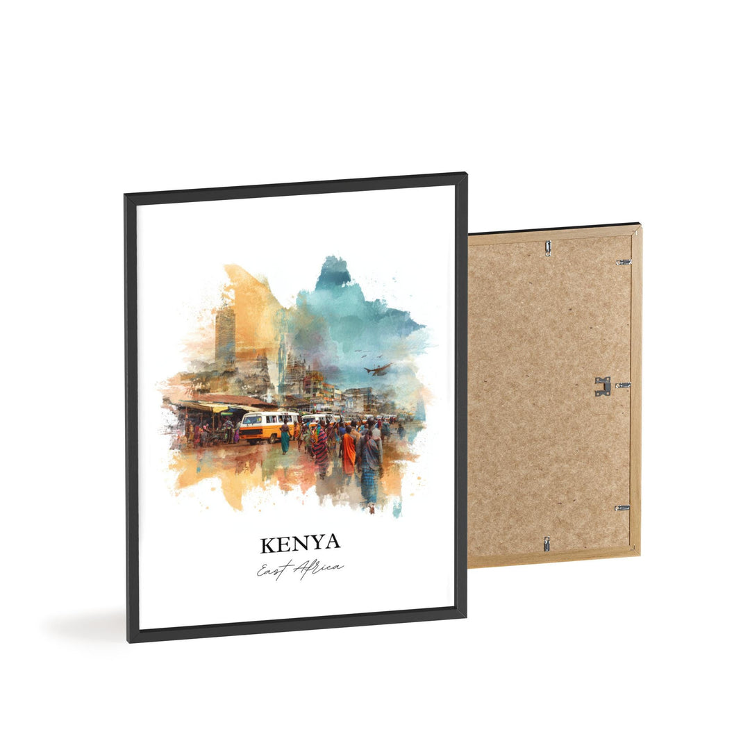 Kenya Wall Art, Kenya Print, Kenya Watercolor Art, East Africa Gift, Travel Print, Travel Poster, Housewarming Gift