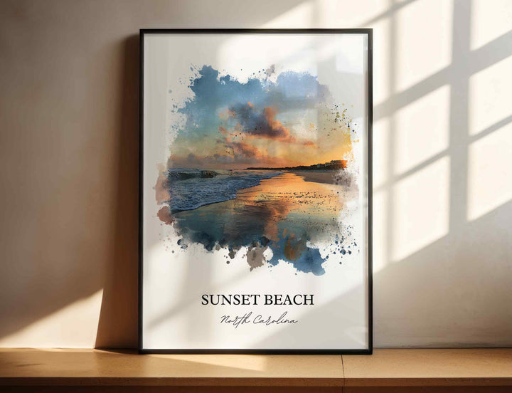 Sunset Beach, North Carolina – Watercolor Art Print
