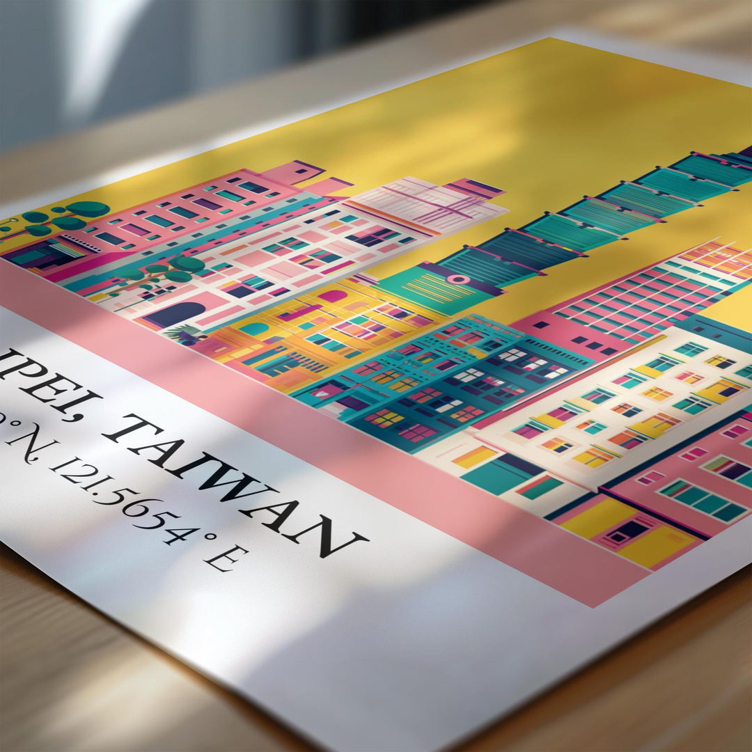Taipei Art, Taipei Retro Travel Art, Taipei Home Decor, Taipei Taiwan Gift, Taiwan Travel Art, Travel Prints, Housewarming Gift