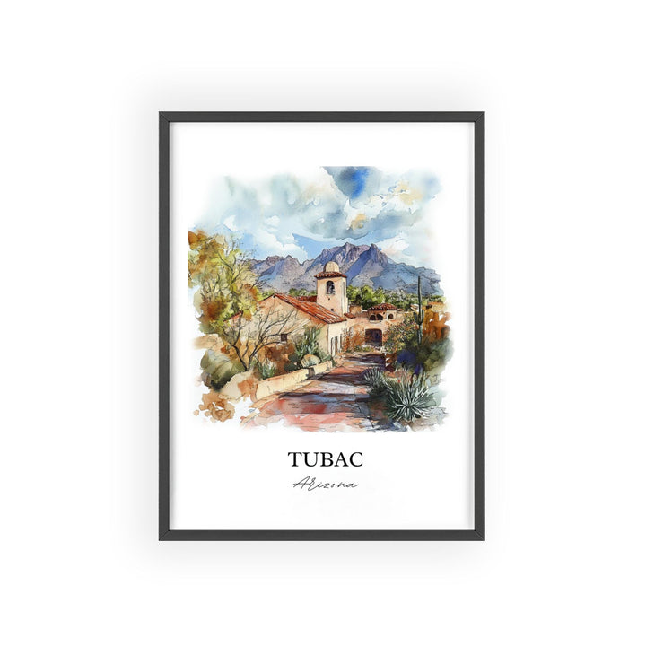 Tubac AZ Wall Art, Santa Cruz County AZ Print, Arizona Watercolor Art, Tubac Arizona Gift, Travel Print, Travel Poster, Housewarming Gift